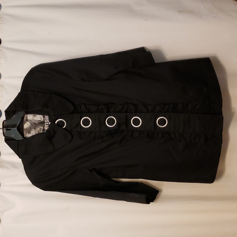 KENSI Black Blouse Blazer with Snaps Size Small
